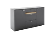 Sideboard Marsalla, Royal grey ,Balkeneiche massiv geölt, inkl. Front LED-Beleuchtung