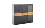 Highboard Cesena, schwarzgrau/Wildeiche