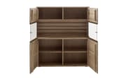 Highboard Girona, Ast-/Balkeneiche massiv/anthrazi