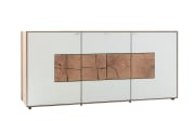 Sideboard Caya, Kerneiche Umato gebürstet, Mattglas weiß