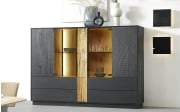 Highboard Kilva, Kernesche massiv anthrazit gebeizt