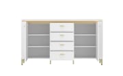 Sideboard Lazio, weiß/gold,155 cm, inkl. Beleuchtung