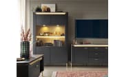 Sideboard Norica, schwarz/gold, inkl. Beleuchtung, Breite 155 cm