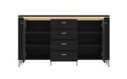 Sideboard Norica, schwarz/gold, inkl. Beleuchtung, Breite 155 cm