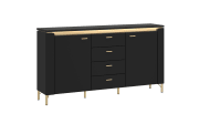 Sideboard Norica, schwarz/gold, inkl. Beleuchtung, Breite 155 cm