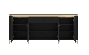 Sideboard Norica, schwarz/gold, inkl. Beleuchtung, Breite 200 cm