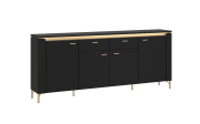 Sideboard Norica, schwarz/gold, inkl. Beleuchtung, Breite 200 cm