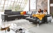 Leder Wohnlandschaft Sofa Concept, schwarz