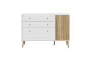 Sideboard Harllson EasyKlix, weiß/Mauvelle Eiche-Nachbildung, 124,5 cm
