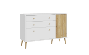 Sideboard Harllson EasyKlix, weiß/Mauvelle Eiche-Nachbildung, 124,5 cm