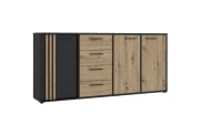 Sideboard Cardigan, schwarz/Artisan Eiche-Nachbildung