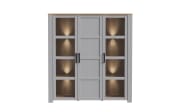 Hochvitrine Bohol, Riviera Eiche-Nachbildung/grau, 151,1 cm
