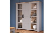 Hochvitrine Bohol, Riviera Eiche-Nachbildung/grau, 151,1 cm