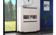 Vitrine Vodol, sandfarbig/schwarz, 130,3 cm