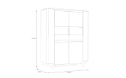 Vitrine Vodol, sandfarbig/schwarz, 130,3 cm