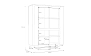 Vitrine Vodol, sandfarbig/schwarz, 130,3 cm