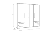 Kleiderschrank Mokkaris, weiß, 205,9 x 200,1 cm
