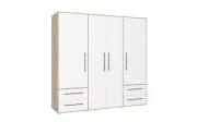 Kleiderschrank Mokkaris, Sonoma Eiche-Nachbildung/weiß, 205,9 x 200,1 cm