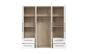 Kleiderschrank Mokkaris, Sonoma Eiche-Nachbildung/weiß, 205,9 x 200,1 cm