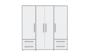 Kleiderschrank Mokkaris, weiß/grau, 205,9 x 200,1 cm