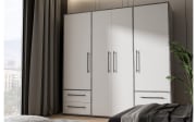 Kleiderschrank Mokkaris, weiß/grau, 205,9 x 200,1 cm