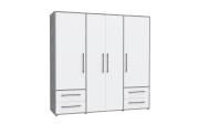 Kleiderschrank Mokkaris, weiß/grau, 205,9 x 200,1 cm