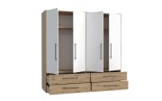 Kleiderschrank Mokkaris, Artisan Eiche-Nachbildung/Weiß, 205,9 x 200,1 cm
