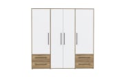 Kleiderschrank Mokkaris, Mauvella Eiche-Nachbildung/weiß, 205,9 x 200,1 cm