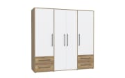 Kleiderschrank Mokkaris, Mauvella Eiche-Nachbildung/weiß, 205,9 x 200,1 cm