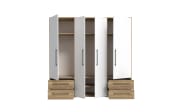Kleiderschrank Mokkaris, Mauvella Eiche-Nachbildung/weiß, 205,9 x 200,1 cm