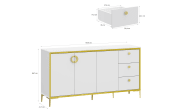 Kommode Golden 2, weiß/goldfarbig, 163,9 cm