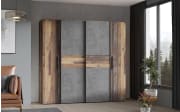 Kleiderschrank Kalixtus, Old Wood-Nachbildung/Beton-Nachbildung, 200 x 190,5 cm