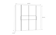 Kleiderschrank Kalixtus, Old Wood-Nachbildung/Beton-Nachbildung, 200 x 190,5 cm