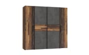 Kleiderschrank Kalixtus, Old Wood-Nachbildung/Beton-Nachbildung, 200 x 190,5 cm