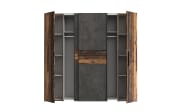 Kleiderschrank Kalixtus, Old Wood-Nachbildung/Beton-Nachbildung, 200 x 190,5 cm