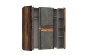Kleiderschrank Kalixtus, Old Wood-Nachbildung/Beton-Nachbildung, 200 x 190,5 cm