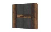 Kleiderschrank Kalixtus, Old Wood-Nachbildung/Beton-Nachbildung, 200 x 190,5 cm