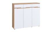 Kommode Clyde, Eiche-Nachbildung/weiß, 120 cm
