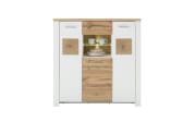 Highboard Matera, weiß/Altholz-Nachbildung, inkl. LED-Beleuchtung