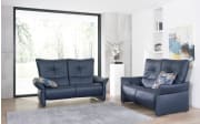 Leder Sofa 3-Sitzer Cumuy, blau, inkl. WallFree-Funktion