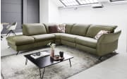 Leder Wohnlandschaft HU-RL17008, olive, inkl. Funktionen