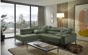 Leder Wohnlandschaft Callisto, olive, inkl. Kopfteilverstellungen