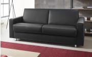 Leder-Schlafsofa Messina in schwarz mit Chromfüßen