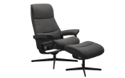 Leder Ruhesessel Stressless View, dunkelgrau/schwarz