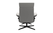 Leder Ruhesessel Tokyo mit Hocker, grau/schwarz
