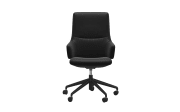 Leder Bürosessel Home-Office Mint mit hohem Rücken in Batick Black