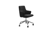 Leder Bürosessel Home-Office Mint, niedriger Rücken, Batick black