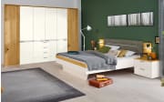 Schlafzimmer Ascea, bianco weiß/Balkeneiche Furnier, 180 x 200 cm, Schrank 302 x 223 cm