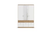 Drehtürenschrank Bremen Extra, weiß/Eiche-Nachbildung, 136 x 199 cm