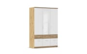 Drehtürenschrank Bremen Extra, weiß/Eiche-Nachbildung, 136 x 199 cm